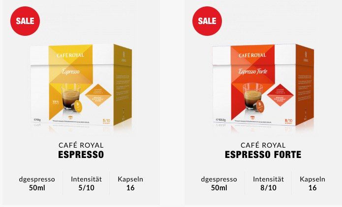 368 Cafe Royal Kapseln (für Dolce Gusto) für 52,30€ + 2 gratis Gläser   nur 0,14€ pro Portion!