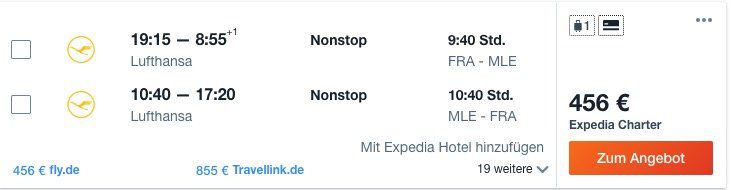 Malediven Last Minute: Hin  und Rückflug inkl. Gepäck von Frankfurt nach Male ab nur 456€ p.P. (nonstop)