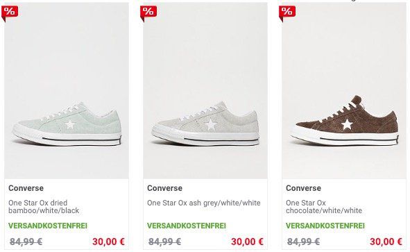 Converse One Star Ox Lowcut Sneaker für nur 30€   teilweise wenig Größen verfügbar