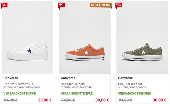 Converse One Star Ox Lowcut Sneaker für nur 30€   teilweise wenig Größen verfügbar