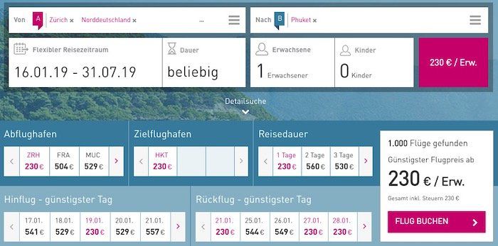 Thailand Flüge: bis zu 9 Tage von Zürich nach Phuket (und zurück) ab 230€ p.P. inkl. 23kg Gepäck