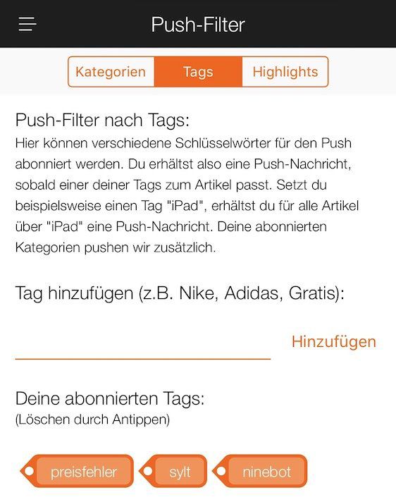 INFO: Push tags & Kategorien überarbeitet   Wir brauchen eure Hilfe!