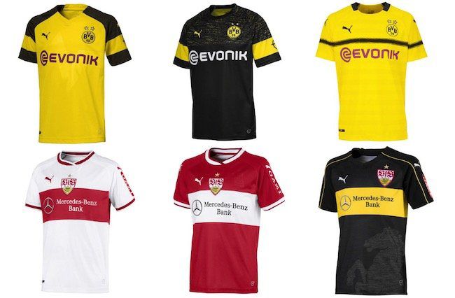 Dortmund, Gladbach und Stuttgart Trikots (2018/19) für je 29,99€   für Herren und Kinder