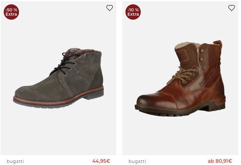 TOP! About You Stiefel & Boots Sale bis  50% + 10% Gutschein   z.B. bugatti Salva Sport Stiefel für 56,64€ (statt 75€)