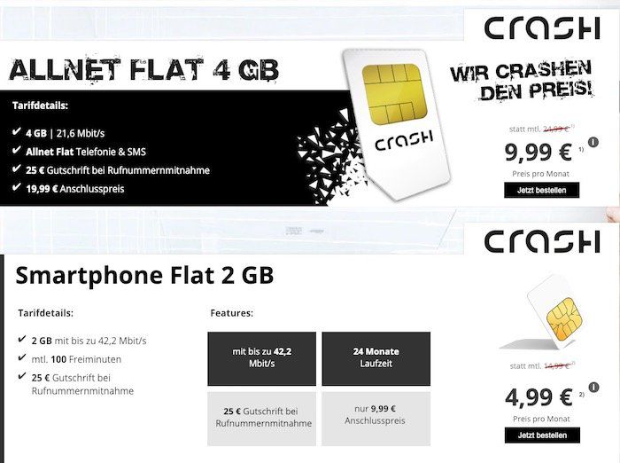 Endet bald! Vodafone Netz mit 2GB und 100 Minuten für 4,99€   oder Allnet Flat mit 4GB für 9,99€ monatlich