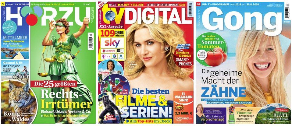 Tipp: TV Zeitschriften im 3 Monatsabo inkl. gleichwertiger Scheckprämie