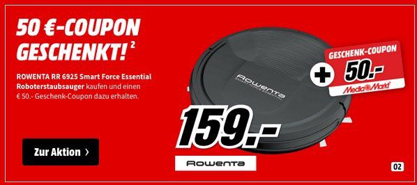 ROWENTA RR6925 Smart Force Essential Saug­ro­bo­ter für 159€ (statt 150€) + 50€ MM Gutschein