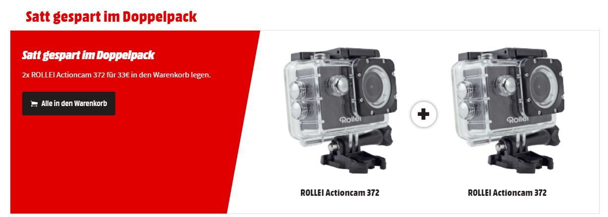 DOPPELPACK: ROLLEI 372   HD Actioncam mit Wlan u. 30 M Tauchfest für nur 33€ (statt 50€)   einzeln 24,99€