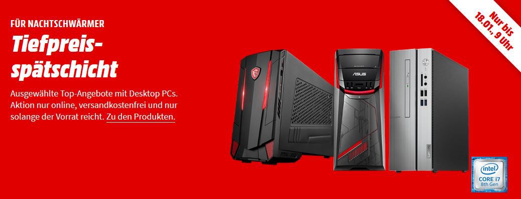 Media Markt PC Tiefpreisspätschicht: günstige Desktops   z.B. ASUS G11CD K Gaming PC für 659€ (statt 999€)