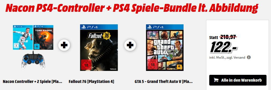 Nacon PS4 Controller + Fallout 76 + GTA V für 122€ uvm. im Media Markt Dienstag Sale