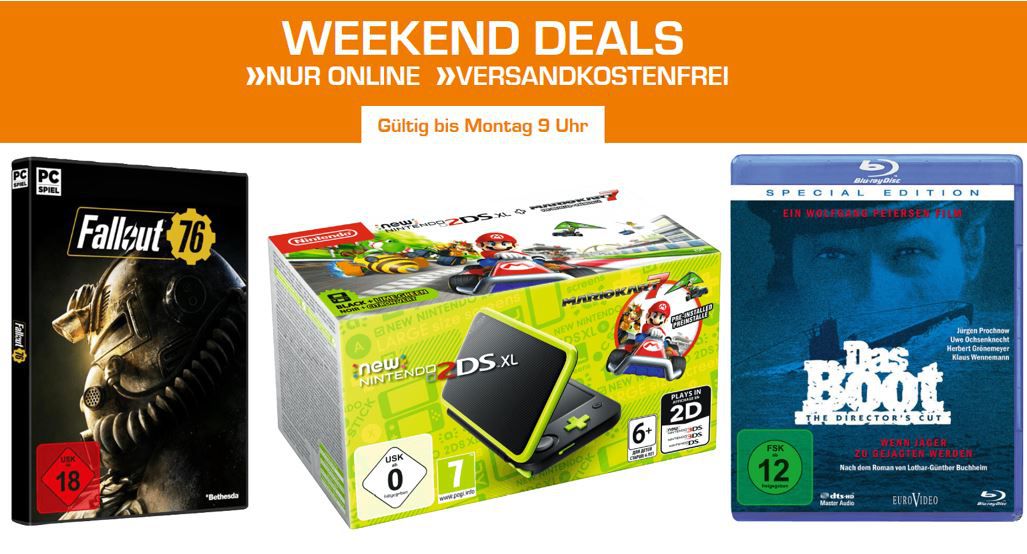 Saturn Entertainment Weekend Deals: z.B. Nintendo New 2DS XL + Mario Kart 7 für 129€ (statt 149€)