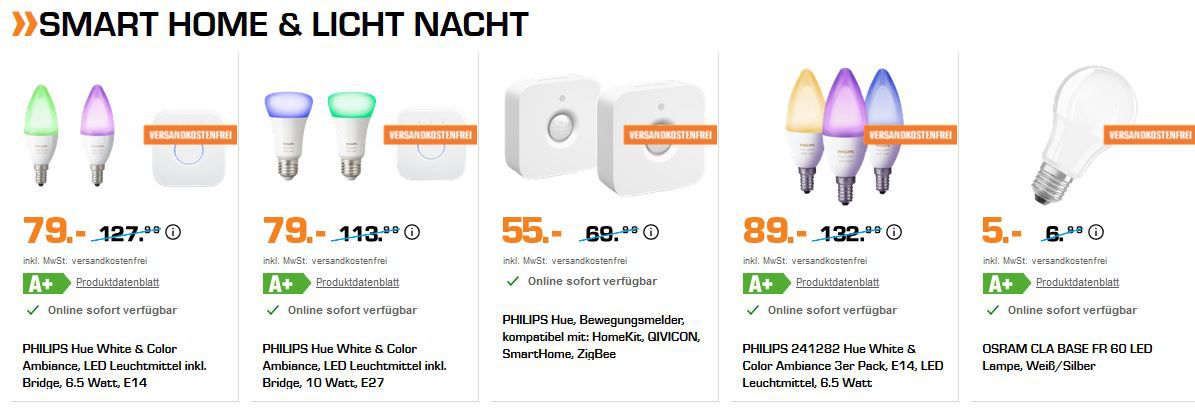 Saturn Late Night smart Licht & Home Aktion: z.B. D LINK DCS 8100LH IP Kamera für 77€ (statt 105€)