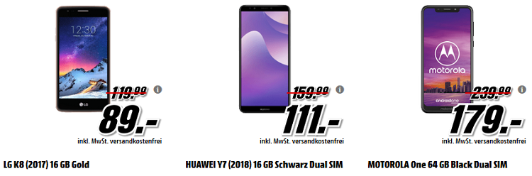 ? Media Markt Smartphone Fieber   z.B.  LG K8 (2017) 16 GB Gold + adidas Fussball für 89€ (statt 103€)