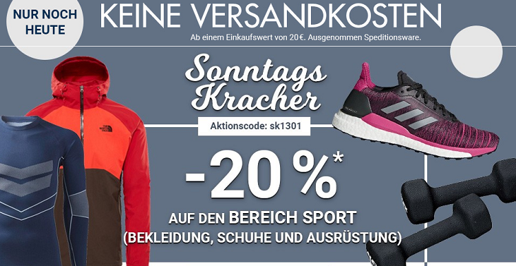 Karstadt Sonntags Kracher mit 20% Rabatt auf Sportbekleidung und  ausrüstung