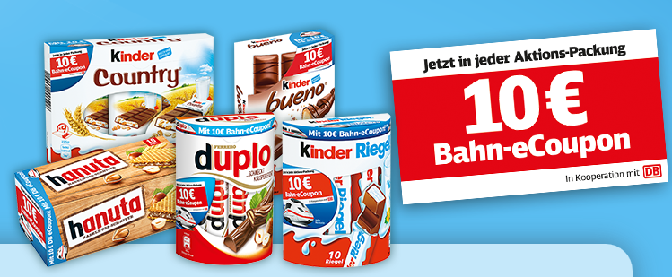 10€ Bahn eCoupon in Ferrero Aktionspackungen