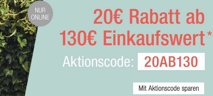 Galeria Kaufhof: 20€ Sofortrabatt auf fast Alles ab 130€ Warenwert