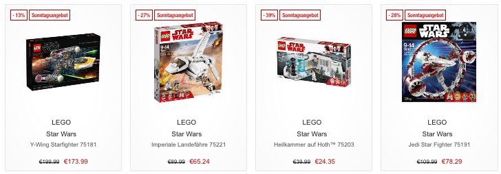 Galeria Kaufhof Sonntagsangebote   z.B. 13% Rabatt auf LEGO Ninjago, Star Wars & Duplo