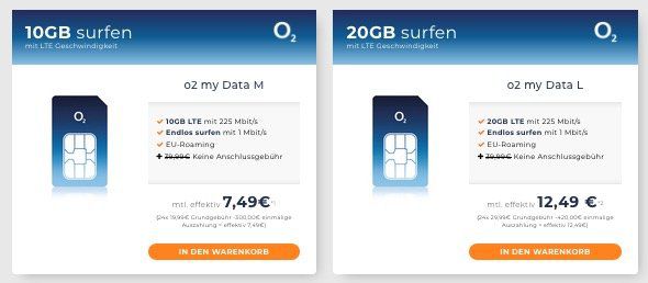 Bis 10 Uhr! ? O2: 10GB Free LTE Datenflat für 7,49€/Monat oder 20GB für 12,49€/Monat   keine Anschlussgebühr