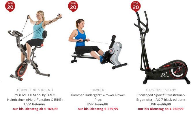 20% Rabatt auf Top20 Fitnessgeräte bei Otto