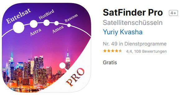 iOS: SatFinder Pro kostenlos (statt 4,49€)