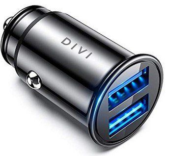 DIVI Mini Kfz Ladegerät mit 2 USB Ports (24W 5V / 4.8A) für 6,11€   Prime