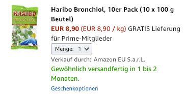 10er Pack Haribo Bronchiol (je 100g) ab 8,90€   lohnt sich nur für Primer