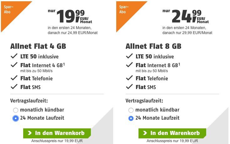 Telekom Allnet Flat von klarmobil mit bis zu 8GB LTE ab 14,99€ mtl.