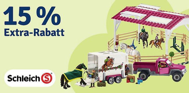 Schleich Spielzeug mit 15% Rabatt bei myToys   z.B. Schleich Bauernhaus + Set Geburstagspicknick 58,19€ (statt 65€)