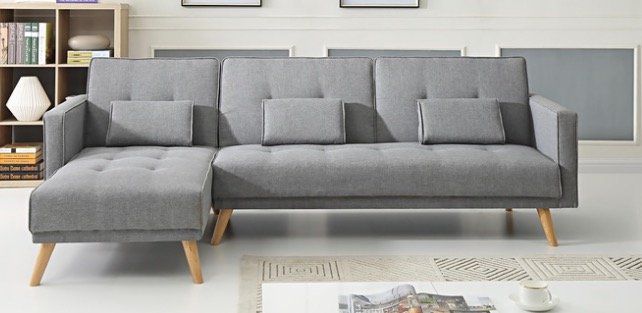 Bobochic Helly Ecksofa mit Bettfunktion und Chaiselongue für 402,98€ (statt 449€)