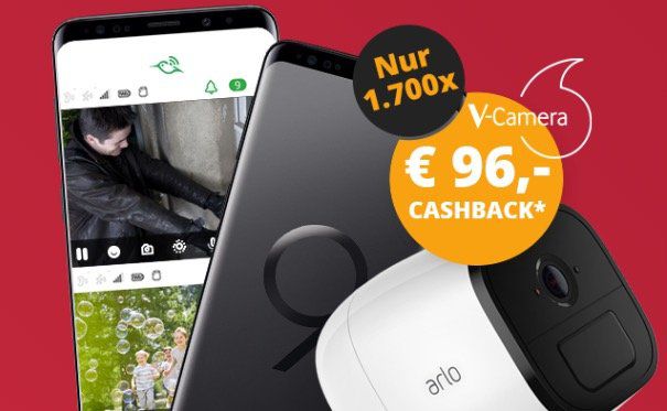 Knaller! ? Samsung Galaxy S9+ inkl. V Camera Arlo Go für 4,95€ + 96€ Cashback + Vodafone Smart L+ mit 7GB LTE (young 12GB) für 36,99€ mtl.