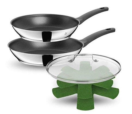 WMF Durit Select Pro Induktion Pfannen (24 + 28 cm) + Jamie Oliver Glasdeckel + Filz Einlage für 69,95€ (statt 80€)