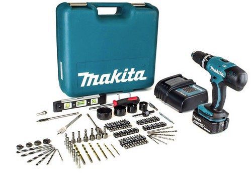 Makita DHP453SFTK Schlagbohrschrauber + Akku + Ladegerät + 101 tlg. Zubehör für 158,90€ (statt 211€)