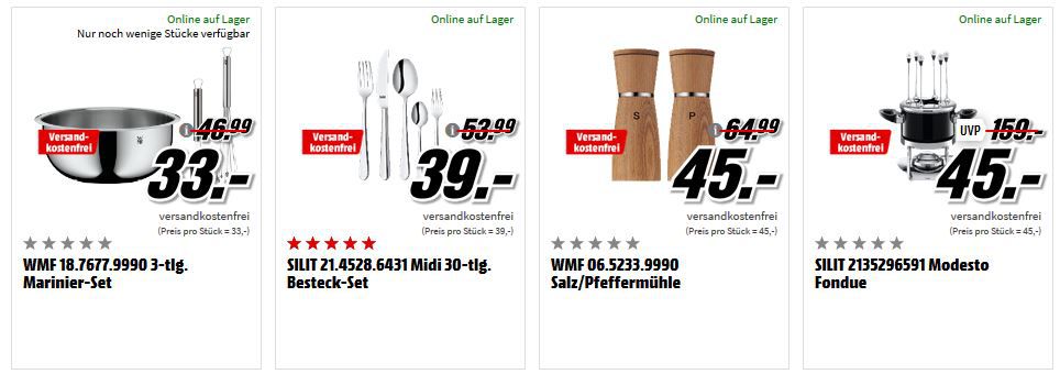 Großer Media Markt Haushalt Sale: z.B. ECHTWERK Sarre 12 tlg. Steakbesteck Set für 20€ (statt 29€)