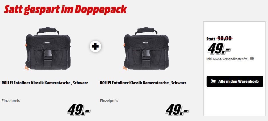 Schnell: ROLLEI Fotoliner Klassik Kameratasche Doppelpack für 49€ (statt 82€)