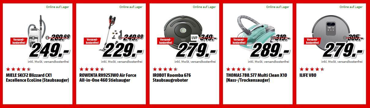 MM Top Staubsauger Tiefpreiswoche   letzter Tag z.B.: AEG CX7 X Flexibility CX7 2 I360 Stielsauger für 222€ (statt 247€)