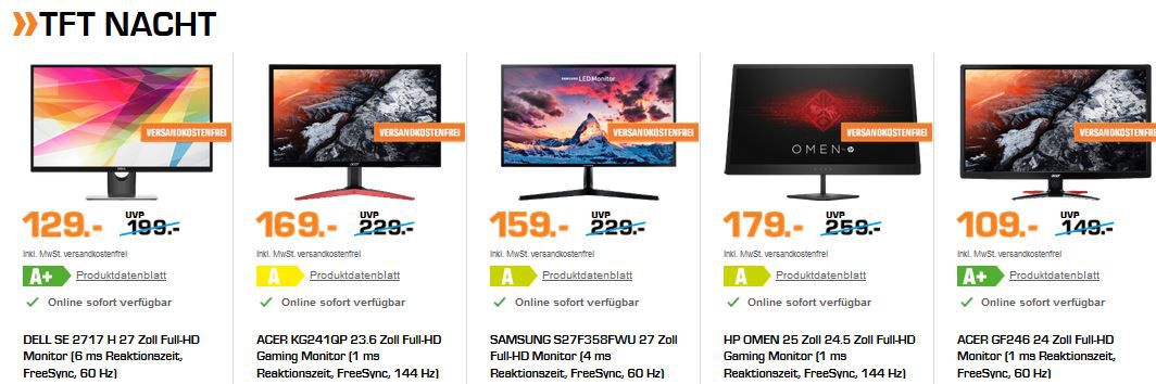 Saturn Late Night TFT Shopping: günstige Monitore z.B. LENOVO L22e 20   21.5 Zoll FullHD Monitor für 89,99€