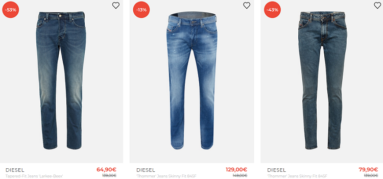 Diesel Jeans ab 45,43€   z.B. Jeans Thommer 845F für 52,43€ (statt 75€)