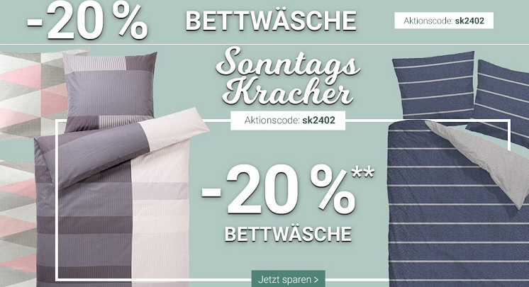 Karstadt Sonntags Kracher mit 20% auf Bettwäsche & Outdoorbekleidung oder 15% auf Herrendüfte, Hosen & Schmuck