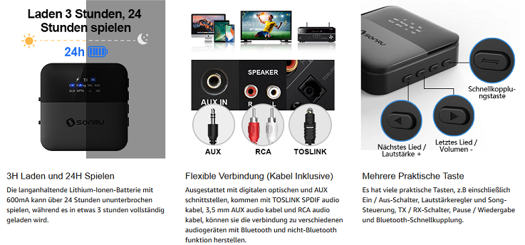 Bluetooth 5.0 Audio Transmitter & Empfänger für 24€ (statt 40€)