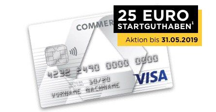 Prepaid Kreditkarte Commerzbank (im 1. Jahr kostenlos) + bis Ende Mai: 25€ Startguthaben geschenkt