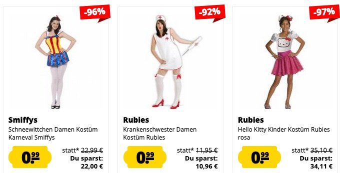 Rubies & Smiffys Kostüme für je 0,99€ zzgl. VSK