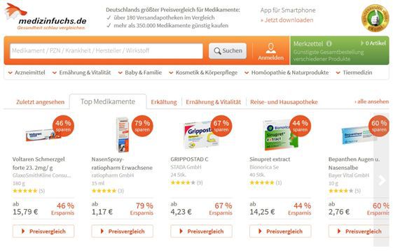 Medikamente Preisvergleich - Apotheken-Produkte günstig kaufen