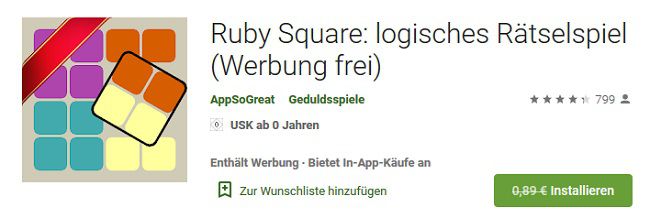 Android: Ruby Square kostenlos (statt 0,89€)