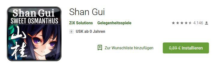 Android: Gratis Shan Gui (statt 0,89€)