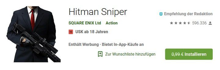 Kostenlose Android App Hitman Sniper (statt 0,99€)