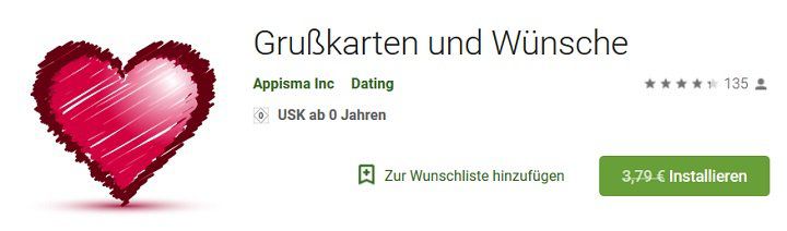 Android: App Grußkarten und Wünsche kostenlos (statt 3,79€)