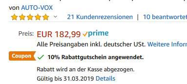 AUTO VOX A1   1080p Dashcam im Innenspiegel inkl. Innenraumkamera für 109,79€ (statt 183€)