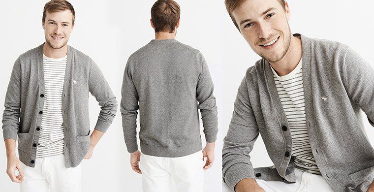 Abercrombie & Fitch Cardigan in Hellgrau für 42,42€ (statt ~60€)