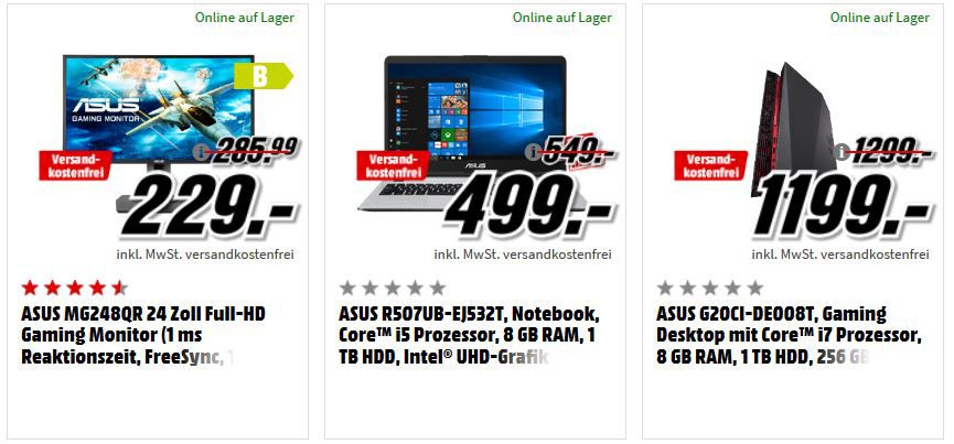 💻 Media Markt Asus Tiefpreisspätschicht: günstige Notebooks, Convertibles und Monitore bis 9Uhr