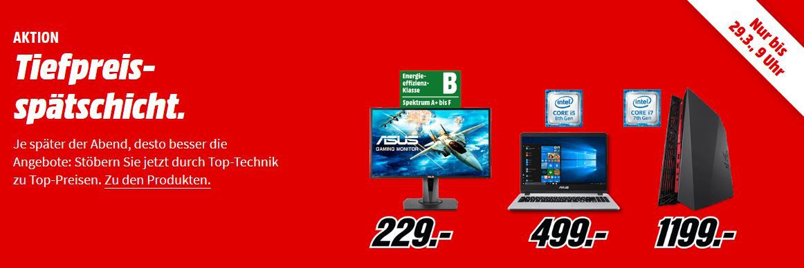 💻 Media Markt Asus Tiefpreisspätschicht: günstige Notebooks, Convertibles und Monitore bis 9Uhr